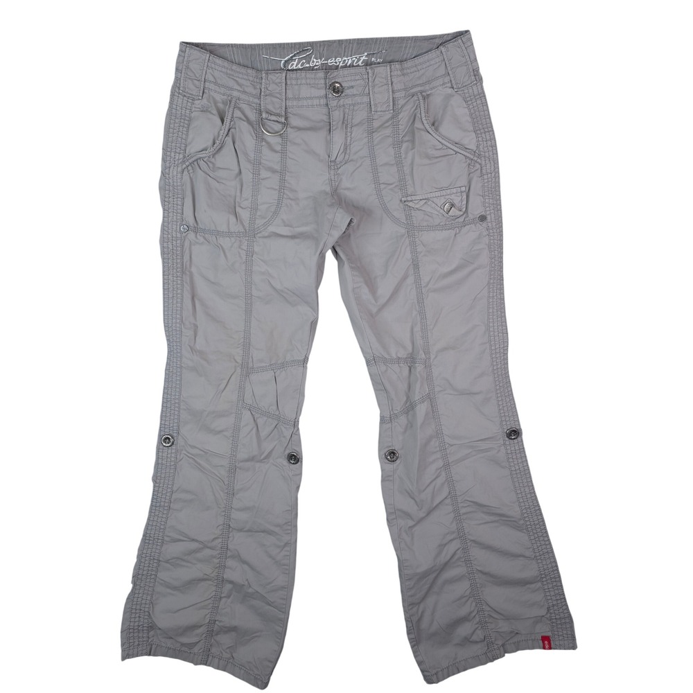 Esprit EDC Cargo Pants Womens‎ 38 Gray Y2K Gorpcore Multi-Pocket Low Rise Ruched